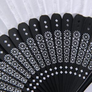 RAN Imitated Silk Fabric Folding Fan with Lotus Print, Elegant Woman Bamboo Folding Pocket Purse Hand Fan with Tassel (Color : Multi-Colored, Size : 9.1")