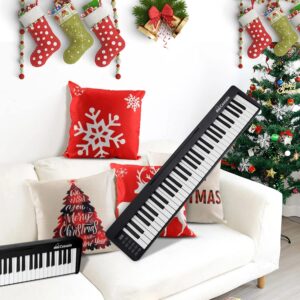 Cossain Folding Piano 61 Key Keyboard with Upgrade Imitation Wood Texture Keyboard 61 Key Digital Piano with MIDI Portable Piano Keyboard for Beginners - Pearl White