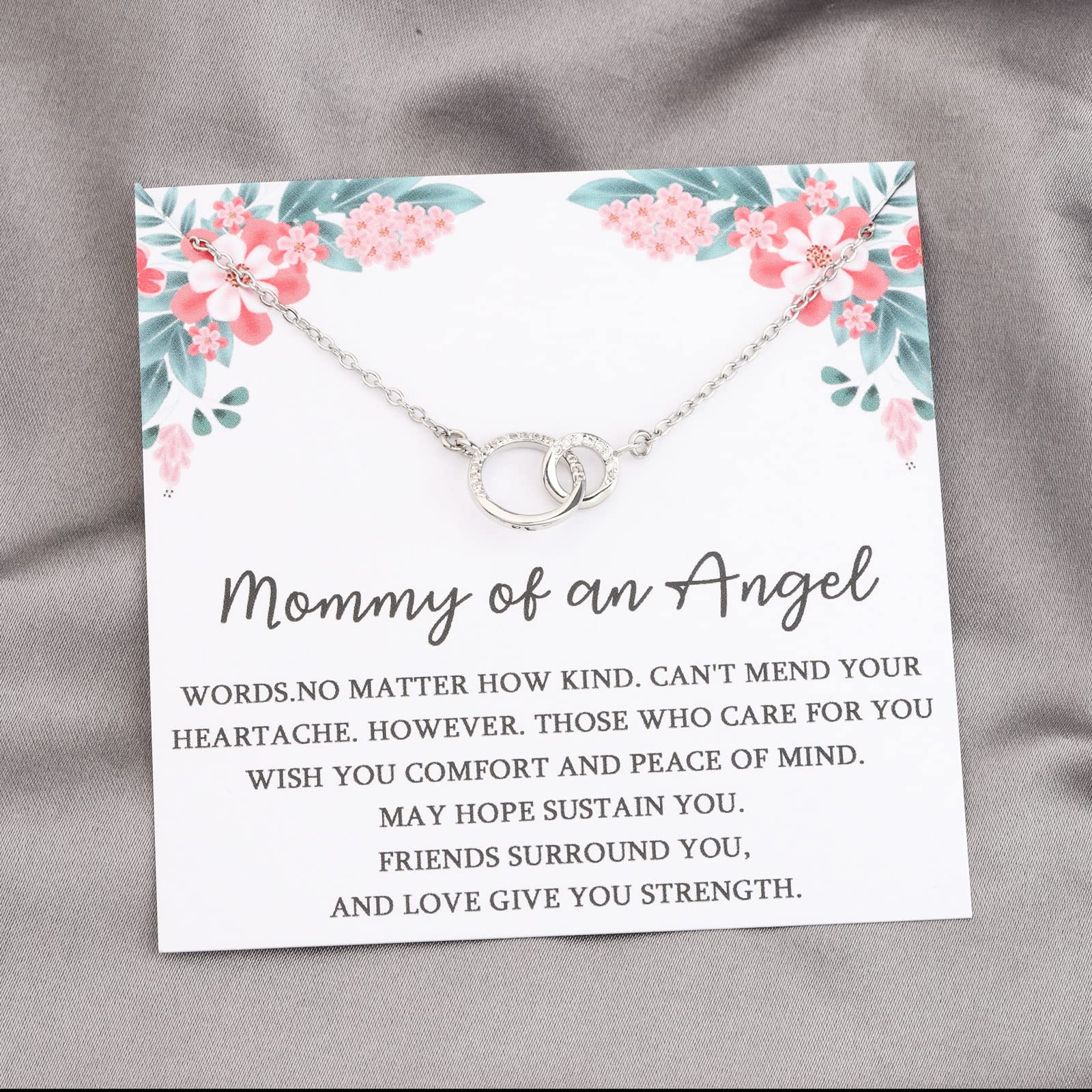 FOTAP Miscarriage Memorial Necklace Gifts Mommy of an Angel Gift Stillborn Baby Gift Interlocking Circles linked Bereavement Remembrance Jewelry