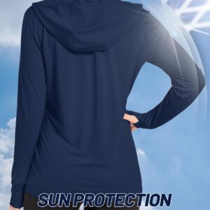 TACVASEN Sun Protection Shirts for Women UPF 50+ Full Zip Performance UV Hoodies Shirt Lightweight, White, L