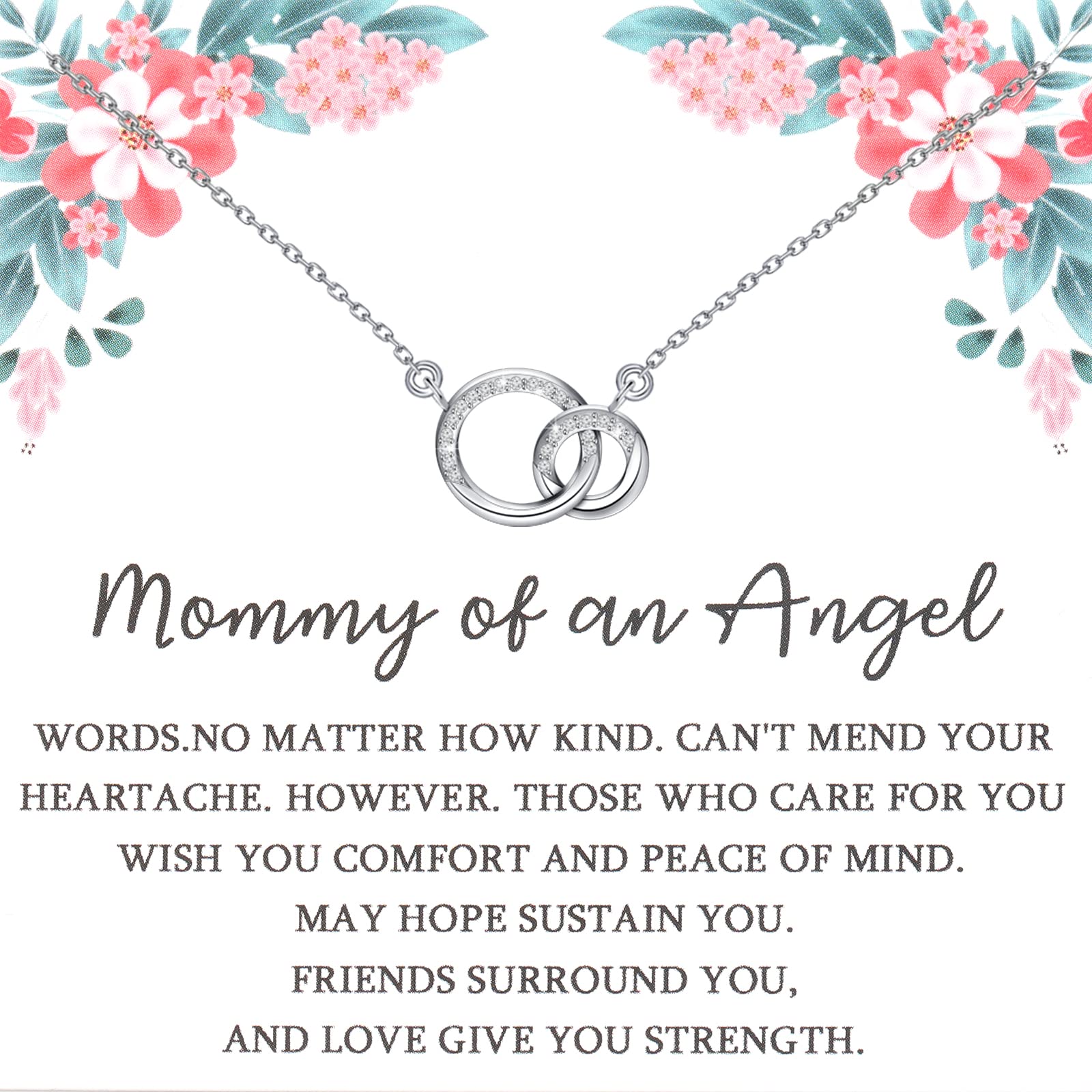 FOTAP Miscarriage Memorial Necklace Gifts Mommy of an Angel Gift Stillborn Baby Gift Interlocking Circles linked Bereavement Remembrance Jewelry