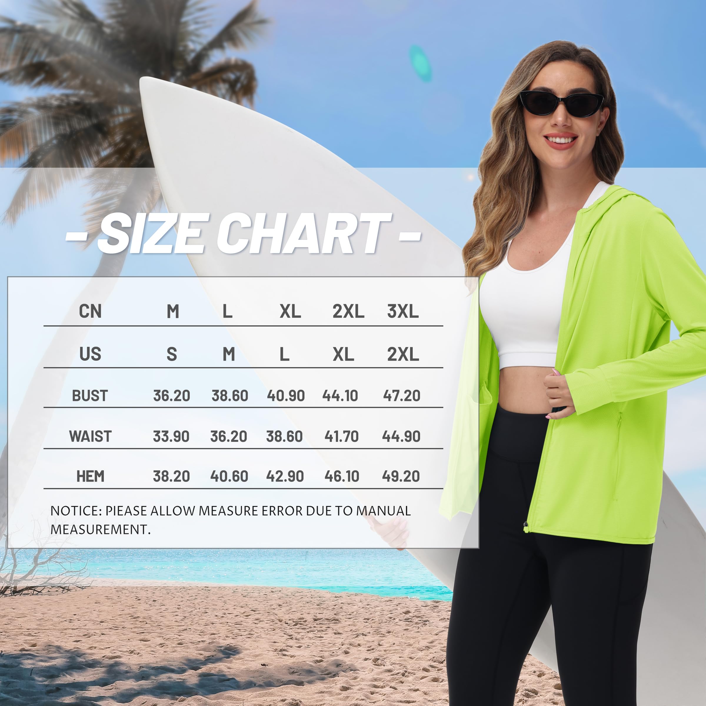 TACVASEN SPF Jackets for Women with Pockets Sun Protection Traveling Rash Guard Hoodie Shirts, F-Green, L