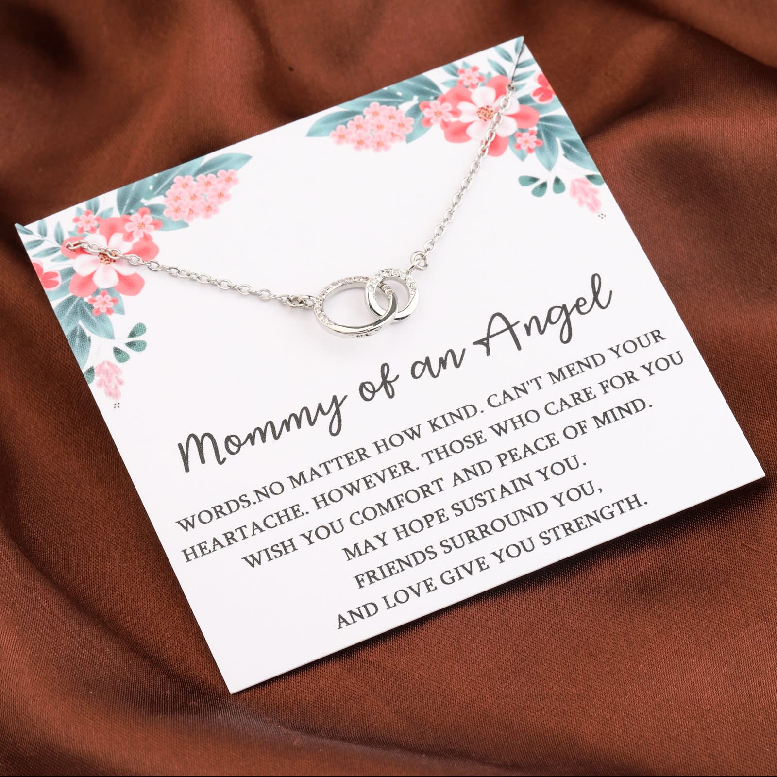 FOTAP Miscarriage Memorial Necklace Gifts Mommy of an Angel Gift Stillborn Baby Gift Interlocking Circles linked Bereavement Remembrance Jewelry