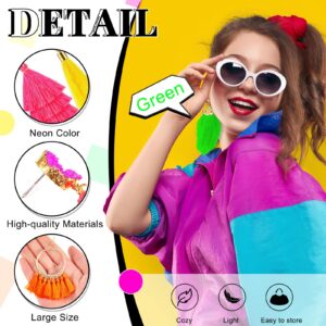 4 Pairs Neon Earrings for Women Tassel Earrings Neon Pink Earrings 80s 90s Dangle Colorful Layered Tassel Earrings for Women 80's Party Fringe Drop Earrings Girls Jewelry Birthday