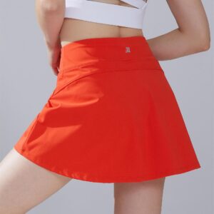 1a1a Tennis Skirts for Women with Shorts Pockets High Waisted Tummy Control Golf Skorts Skirt Athletic Workout Sports Gym Exercise Short Skirt Skort Orange Small