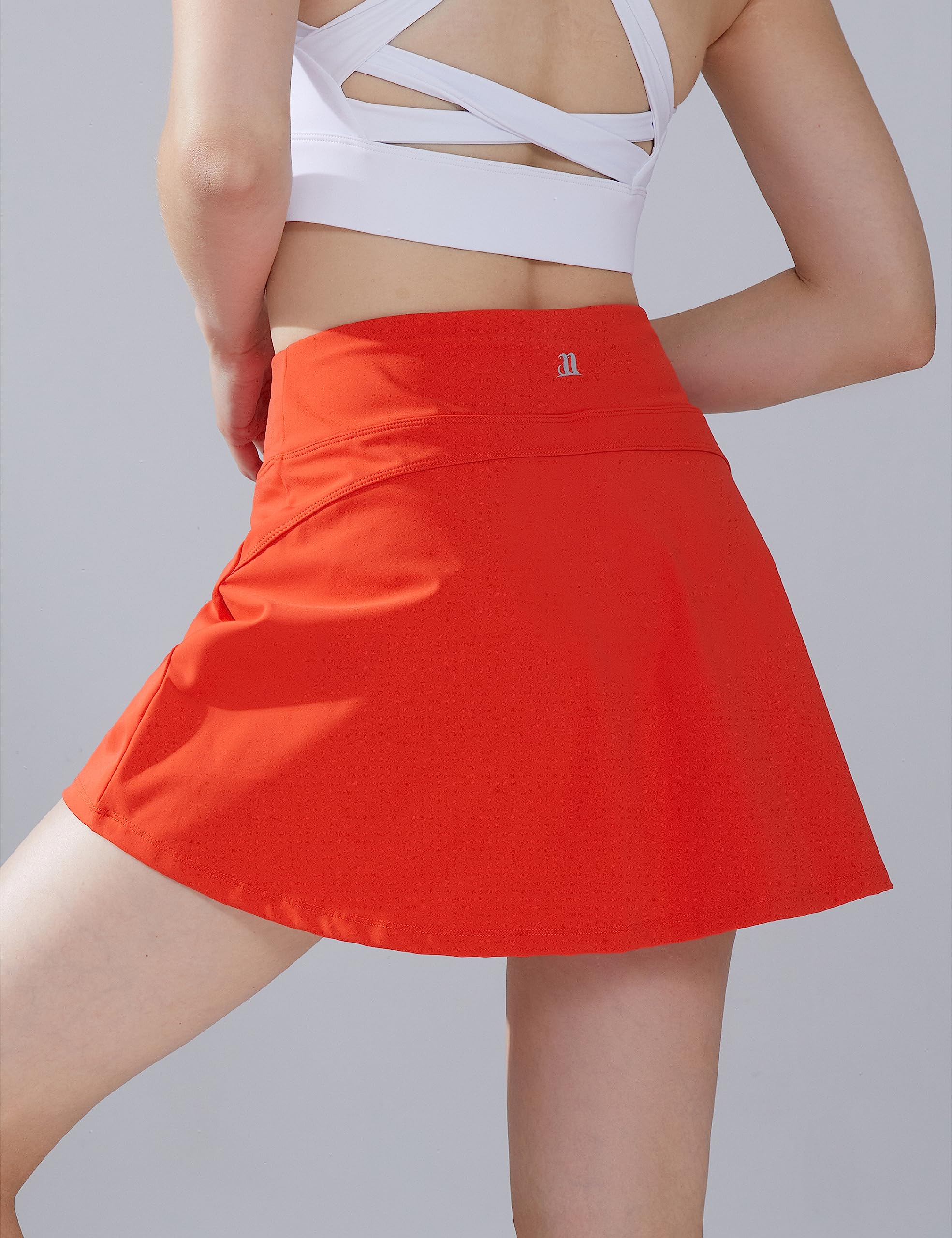 1a1a Tennis Skirts for Women with Shorts Pockets High Waisted Tummy Control Golf Skorts Skirt Athletic Workout Sports Gym Exercise Short Skirt Skort Orange Small