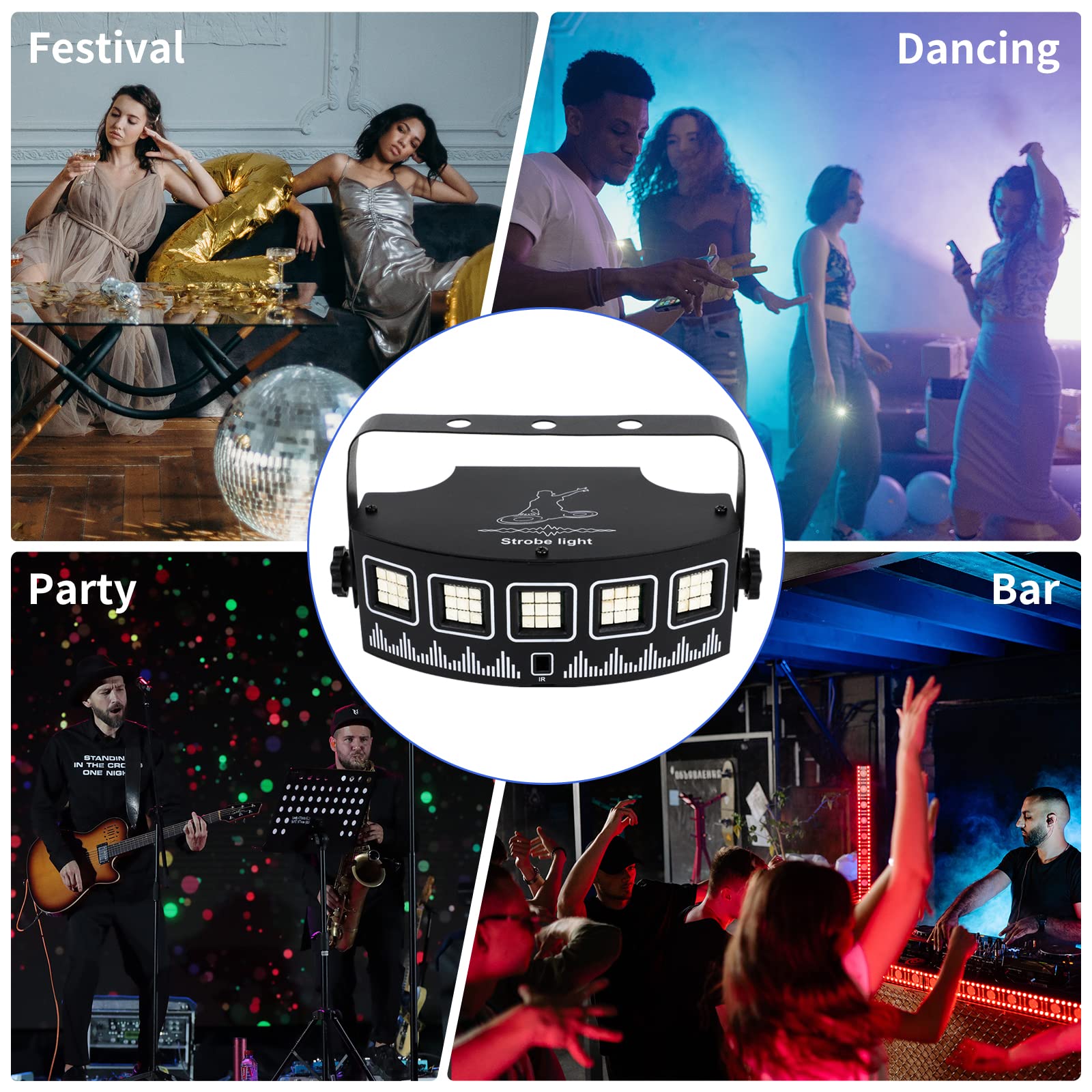 YSH Strobe Light with Remote for Parties,USB Powered Sound Activated&Speed Control &Timing Flashing Lights,45 Super Bright RGB LEDs Stage Lighting for Room Dance Party DJ Karaoke Xmas Wedding Show