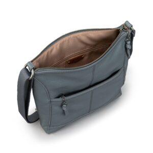 The Sak Iris Crossbody in Leather, Convertible Design, Dusty Blue