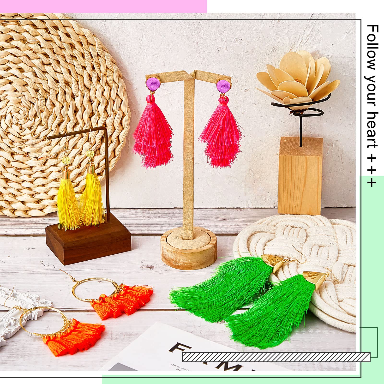 4 Pairs Neon Earrings for Women Tassel Earrings Neon Pink Earrings 80s 90s Dangle Colorful Layered Tassel Earrings for Women 80's Party Fringe Drop Earrings Girls Jewelry Birthday