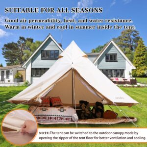 LETKIND Canvas Tent with Stove Jack, 4 Season Waterproof Camping Tent 4/6 Person Luxury Outdoor Glamping Yurt for Camping, Cotton Bell Tent for Winter Camping for Hunting Party