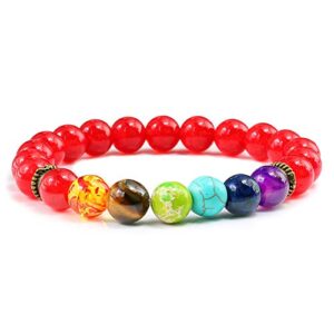 7 Chakra Bracelet Colorful Natural Stone Bead Strand Bracelet Men Women Healing Distance Buddha Bangles Prayer Yoga Jewelry Gift Attractive Processed