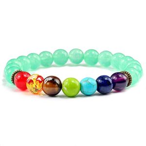 7 Chakra Bracelet Colorful Natural Stone Bead Strand Bracelet Men Women Healing Distance Buddha Bangles Prayer Yoga Jewelry Gift Attractive Processed