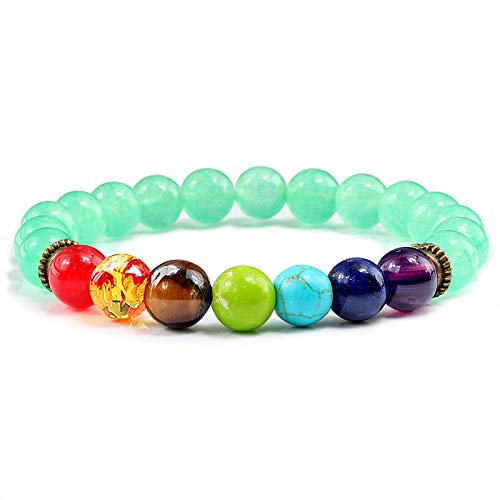 7 Chakra Bracelet Colorful Natural Stone Bead Strand Bracelet Men Women Healing Distance Buddha Bangles Prayer Yoga Jewelry Gift Attractive Processed