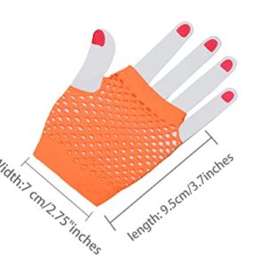 Allegra K Women's Fingerless Mesh 1980s Fancy Dress Party Costume Accessories Fishnet Gloves Long-1Pair Orange