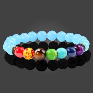 7 Chakra Bracelet Colorful Natural Stone Bead Strand Bracelet Men Women Healing Distance Buddha Bangles Prayer Yoga Jewelry Gift Attractive Processed