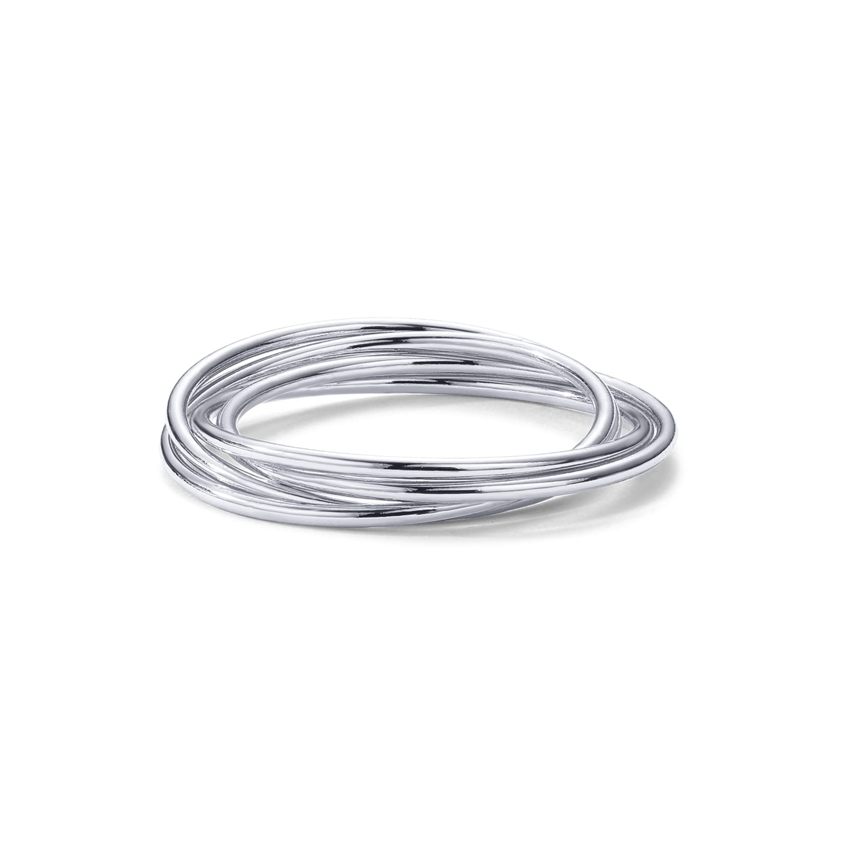 PAVOI Four Way Spinning Anxiety Ring (interlocked, White Gold, 6)