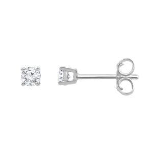 Beyond Brilliance 1/4 Carat Round Cut Push Back Natural Diamond Earrings for Women in Sterling Silver | Fine Jewelry for Her | Timeless Design | Gift Box Included