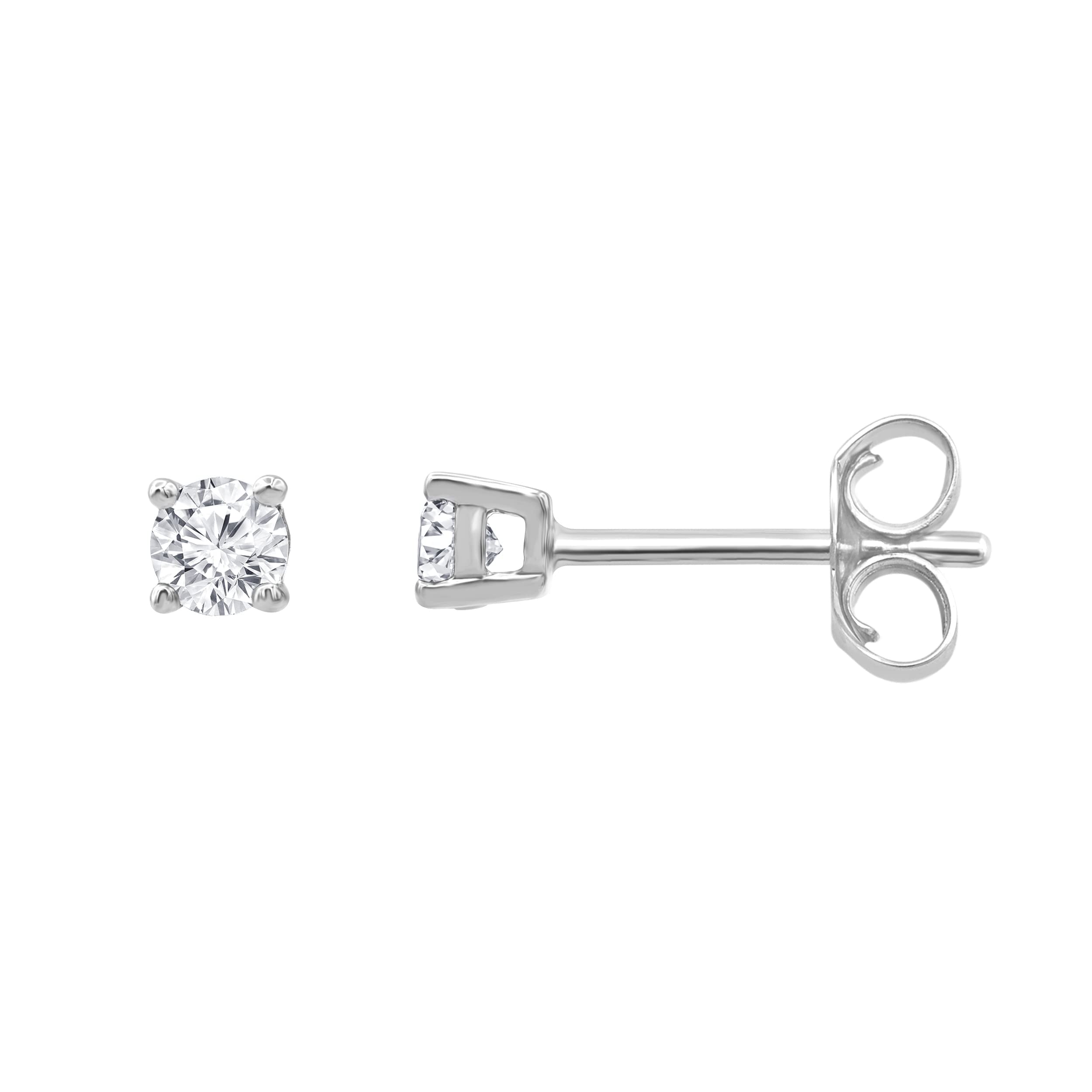 Beyond Brilliance 1/4 Carat Round Cut Push Back Natural Diamond Earrings for Women in Sterling Silver | Fine Jewelry for Her | Timeless Design | Gift Box Included