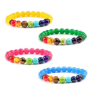 7 Chakra Bracelet Colorful Natural Stone Bead Strand Bracelet Men Women Healing Distance Buddha Bangles Prayer Yoga Jewelry Gift Attractive Processed