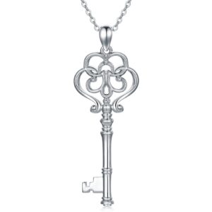 yafeini victorian key necklace 925 sterling silver retro vintage key jewelry gifts for women