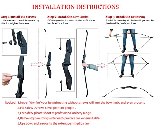 Monsour Archery Takedown Recurve Bow and Arrow Set Left/Rght Hand Longbow Kit Beginner Outdoor Hunting Shooting Practice 20lb 30lb 40lb (Red 20lb)