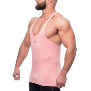 UTPO Men's Workout Tank Tops Fashion Sports Stringer Gym Training Cut Off Muscle Tee Sleeveless Bodybuilding Top Pink