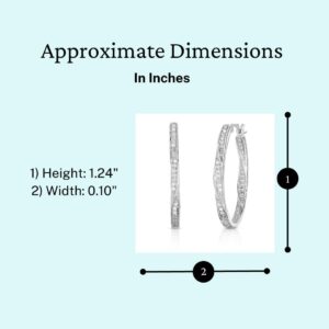 NATALIA DRAKE Large Twisted Oval 1/4 Cttw Diamond Hoop Earrings for Women in Rhodium Plated 925 Sterling Silver