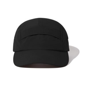 Croogo Quick Dry 5 Panel Hat Baseball Cap UV Waterproof Dad Hat Golf Sunshade Peaked Cap Running Hat for Men Women,Black-GD50