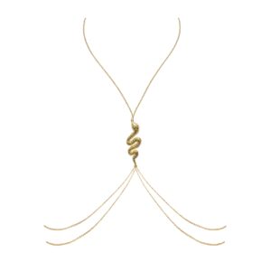 14K Gold Body Chain for Women, Sexy Hot Snake Bikini Body Chain Jewelry for Wedding Beach Body Accessories (95cm)