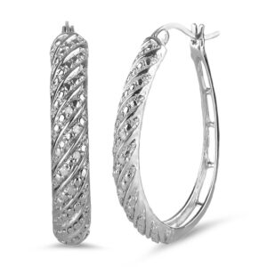 natalia drake large diagonal oval diamond accent hoop earrings for women in rhodium plated 925 sterling silver