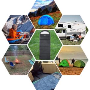 MANTUOLE Rectangular Heated Sleeping Bag Envelope Style 5 Heated Zones, Operated with Power Bank Battery or Other USB Power Supplies with USB 5V/2A Output, Envelope-Black-3D Heating.