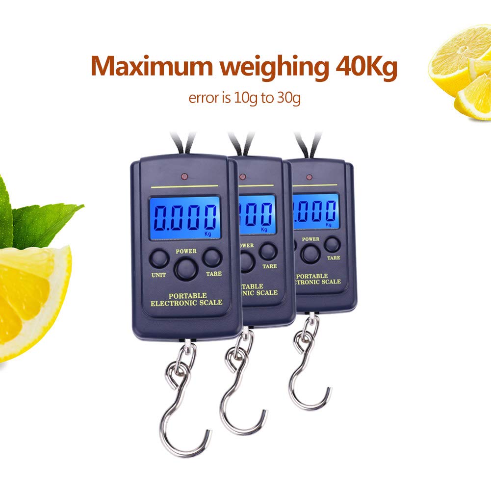 Fish Scale with Backlit LCD Display, Waterproof Fish Scale Digital Up to 88lb/40kg, Portable Hanging Fish Weight Scale for Home, Farm, Outdoor, Hunting, Fishing