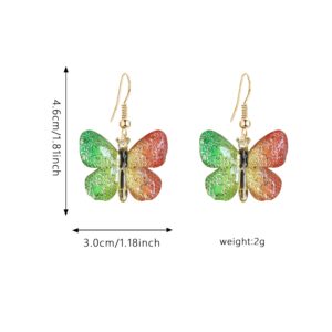 Just Follow 8 Pairs Of Butterfly Earrings, Acrylic Insect Colored Earrings fairy wings Women Fashion Jewelry Gift (8 Pairs Butterfly Earrings-Gold)