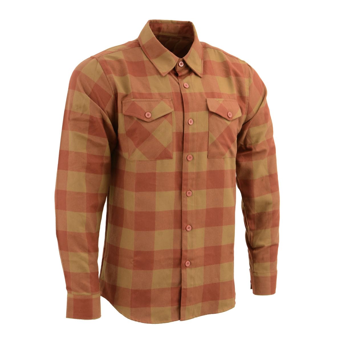 Milwaukee Leather MNG11653 Men's Brown and Beige Long Sleeve Cotton Flannel Shirt - Medium