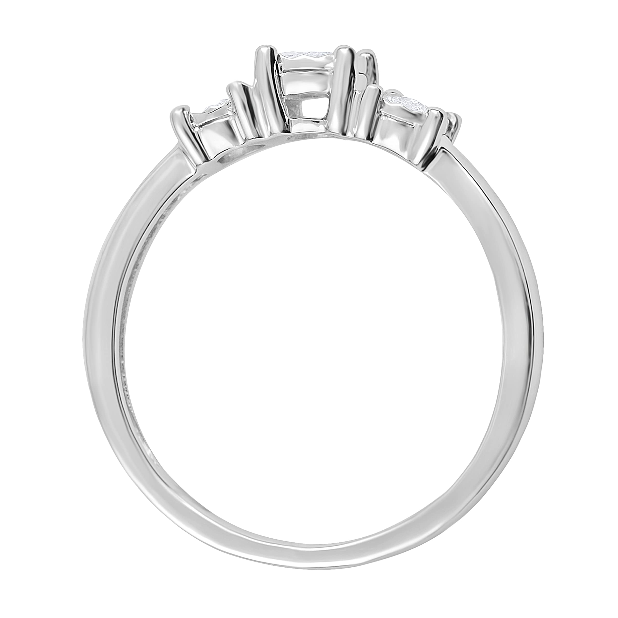 Beyond Brilliance Prong Set 1/4 Carat Round Cut Natural Diamond 3 Stone Ring in Sterling Silver | Jewelry for Women on Mother's Day | Gift Box Included (Size 6)