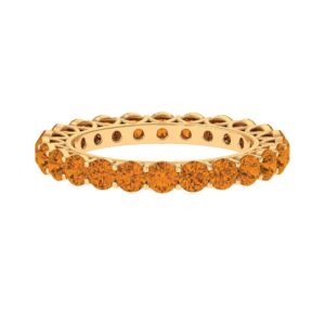 Citrine Wedding Anniversary Eternity Ring for Women, AAA Quality, Stackable Gemstone Jewelry, 14K Yellow Gold, Size:US 8.50