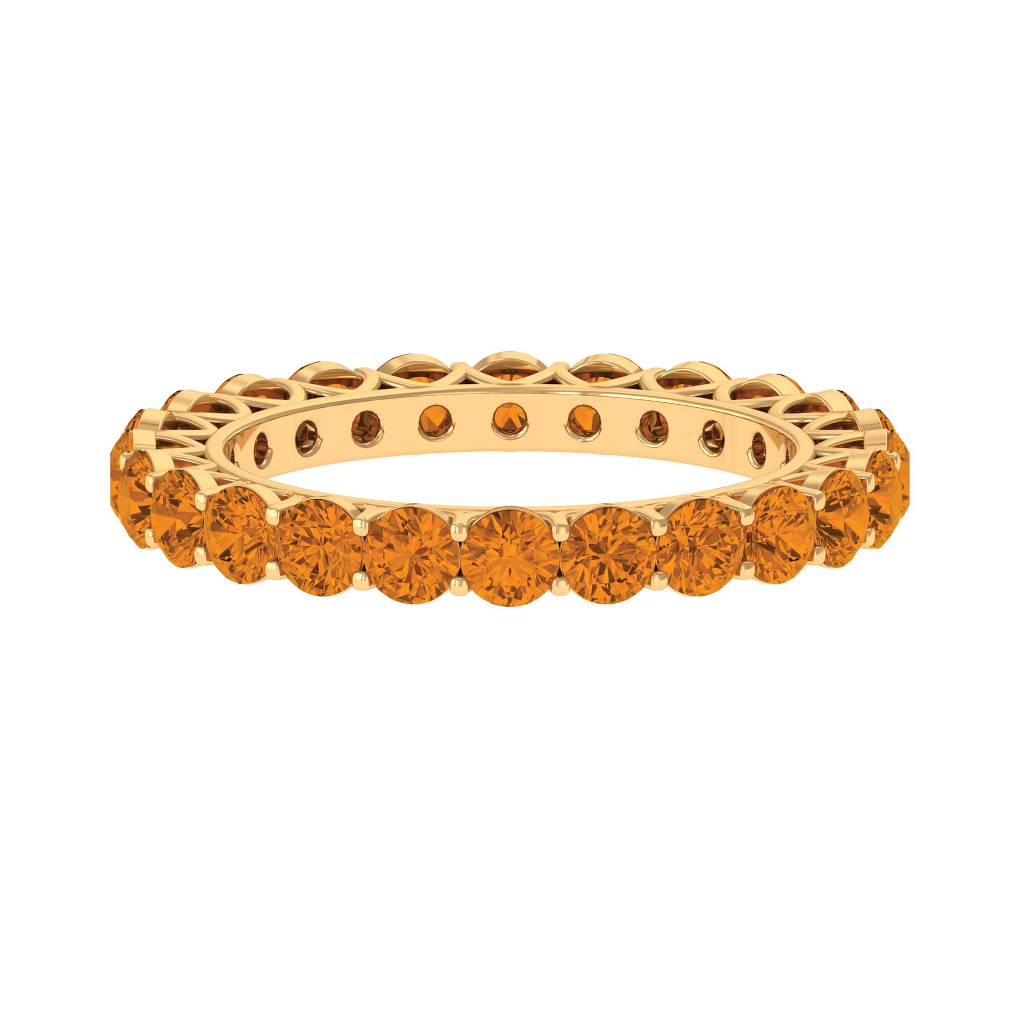 Citrine Wedding Anniversary Eternity Ring for Women, AAA Quality, Stackable Gemstone Jewelry, 14K Yellow Gold, Size:US 8.50