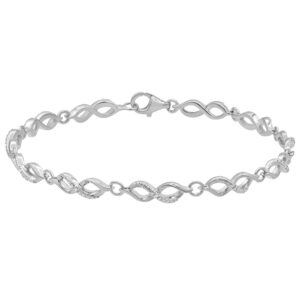 beyond brilliance prong set diamond accent infinity link bracelet in white rhodium plated sterling silver fashion jewelry for women| gift box included