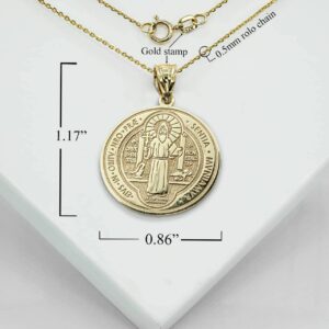 Medalla De San Benito Saint St Benedict 14K Yellow Gold Coin Pendant