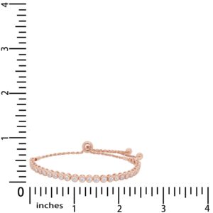 SAVEARTH DIAMONDS 1 Carat Round Cut Lab Created Moissanite Diamond Milgrain Adjustable Bolo Bracelet In 14k Rose Gold Over 925 Sterling Silver Jewelry For Women (G-H Color, VVS1 Clarity, 1.00 Cttw)