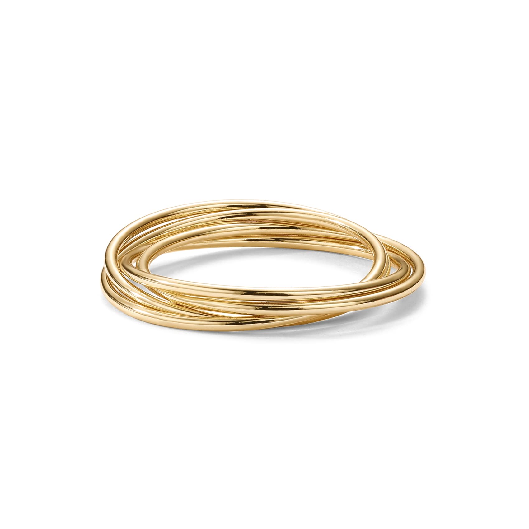 PAVOI Four Way Spinning Anxiety Ring (interlocked, Yellow Gold, 7)