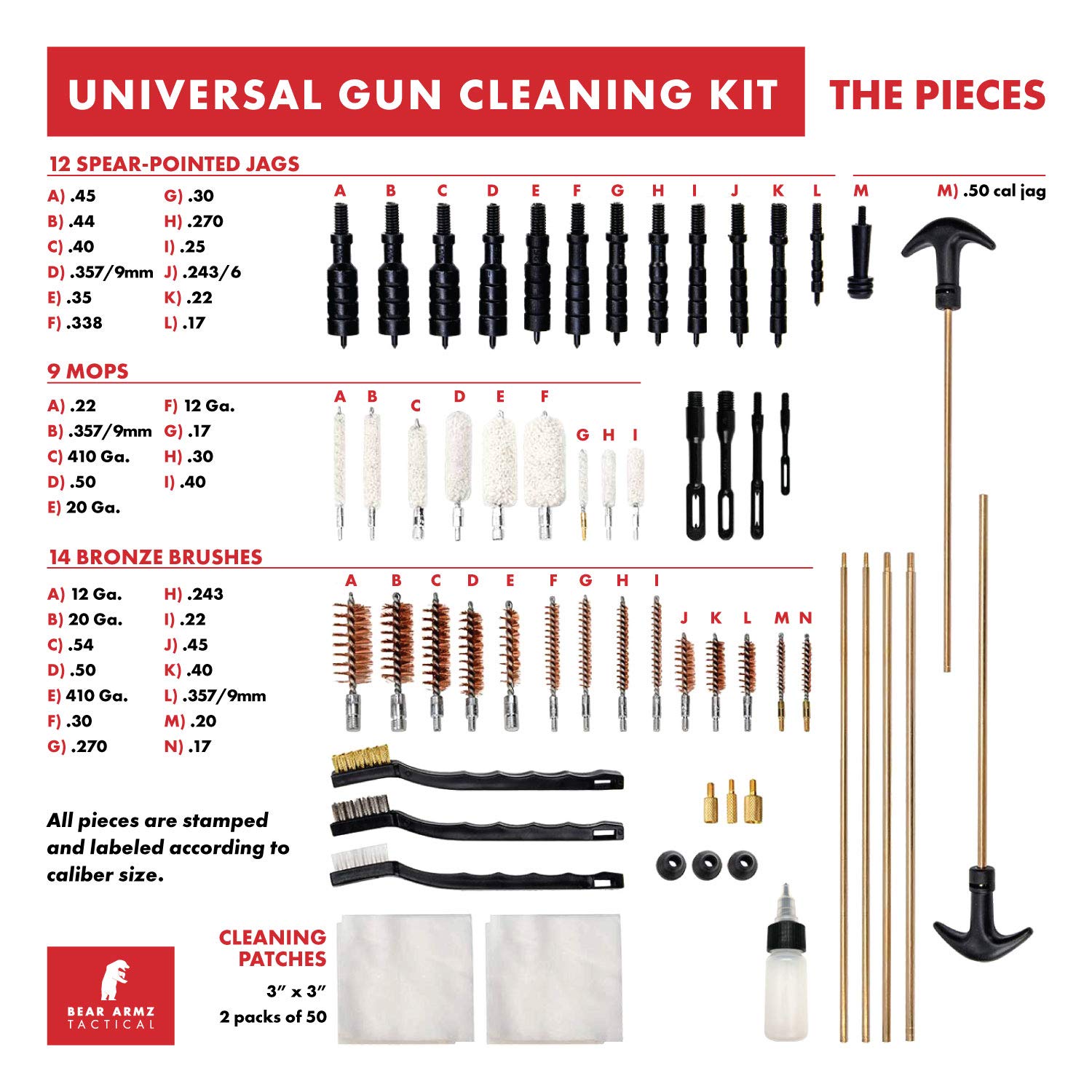 Bear Armz Tactical Universal Gun Cleaning Kit | American Company | Perfect for Shotguns, Rifles, Muzzle Loaders, Handguns and Pistols