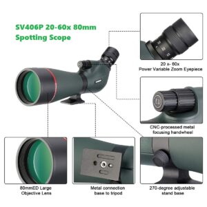 SVBONY SC001 WiFi Spotting Scope Camera Bundle with SV406P 20-60x80mm Spotting Scopes for Bird Watching Capture Photos and Video