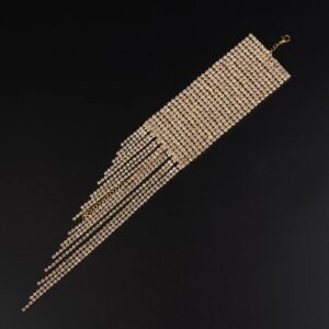 Rumtock Tassel Rhinestones Gold Bracelet Bling Fringe Hand Chain for Women Girls Party Jewelry