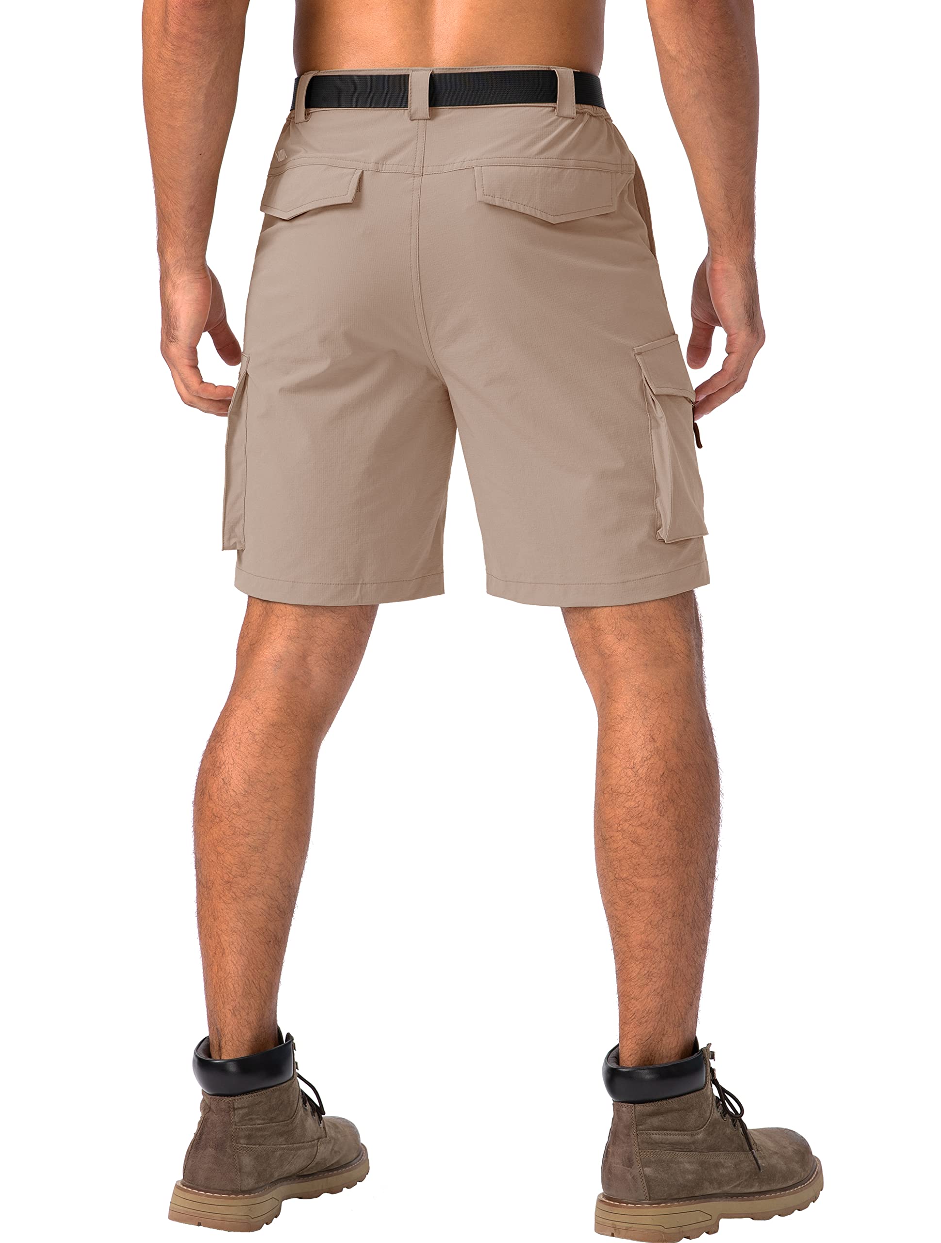 Viodia Men's Hiking Cargo Shorts Stretch Tactical Shorts for Men with 8 Pockets Quick Dry Lightweight Shorts for Work Golf Fishing Dark Khaki