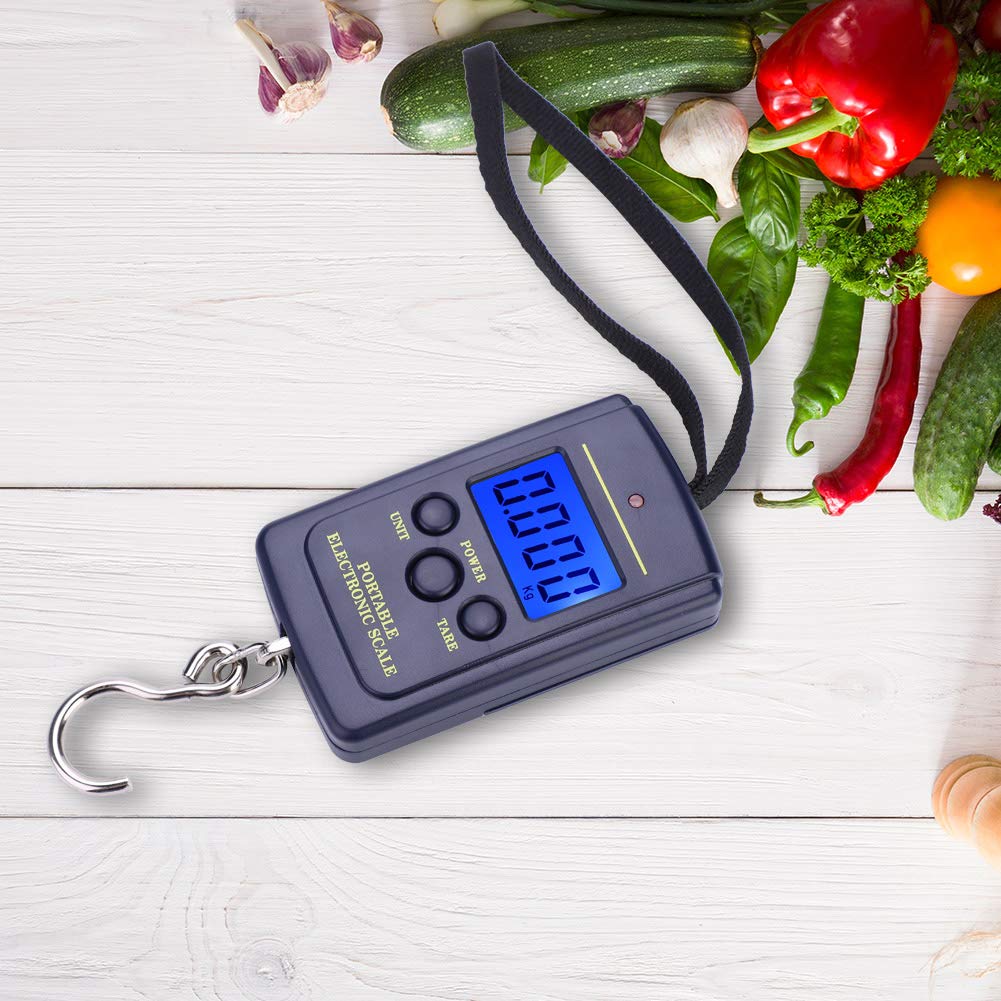 Fish Scale with Backlit LCD Display, Waterproof Fish Scale Digital Up to 88lb/40kg, Portable Hanging Fish Weight Scale for Home, Farm, Outdoor, Hunting, Fishing