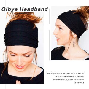 Olbye Wide Headbands Knotted Turban Elastic Non Slip Hairbands Yoga Workout Head Wraps Running Sweatbands Boho Fashion Hair Accessories for Women Pack of 6（Solid Color A）