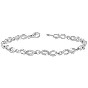 Beyond Brilliance Prong Set Diamond Accent Infinity Link Bracelet in White Rhodium Plated Sterling Silver Fashion Jewelry for Women| Gift Box Included