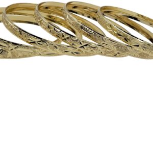 Treasure Jewelry Bollywood Bangles Gold Plated Bangle Set of 6 (Gold, Size 3-2.00in diameter)