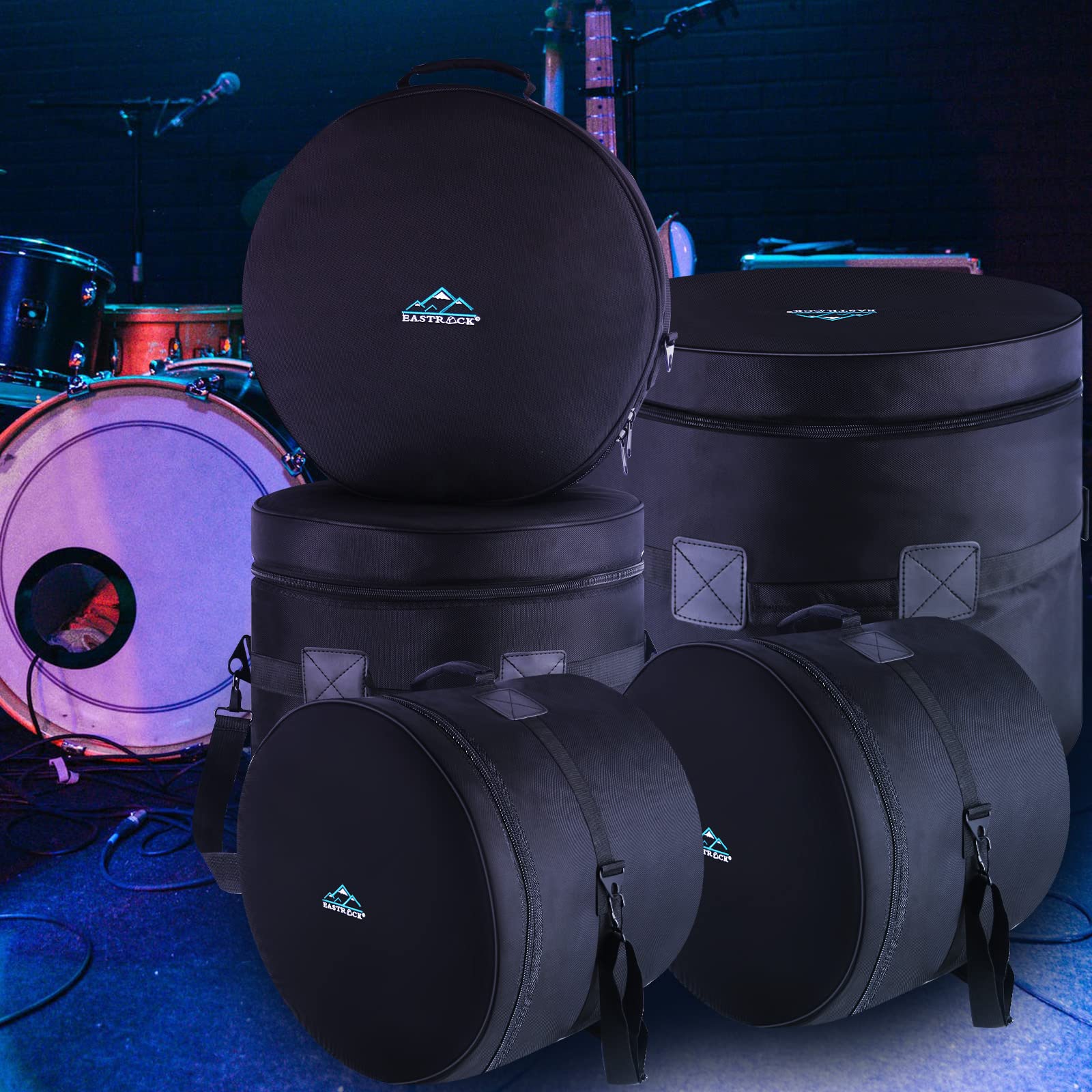 EASTROCK 5-Piece Drum Bag Set for 12" Tom, 13" Tom, 14" Snare, 16" Floor Tom, 22" Bass Drum, Drum Cases (5 Pieces)